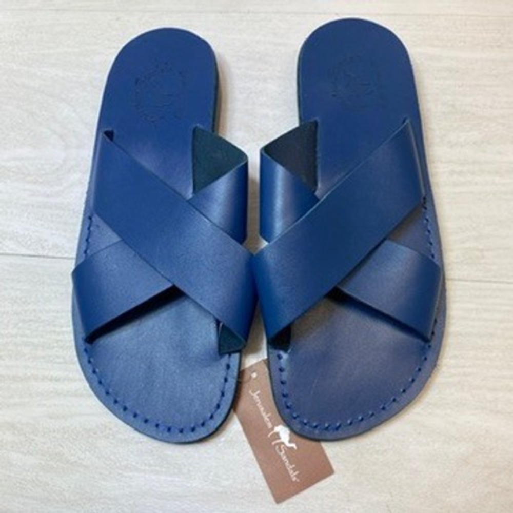 Jerusalem Sandals Mens 10 43 Slide The Good Shepherd Leather Crisscross Straps